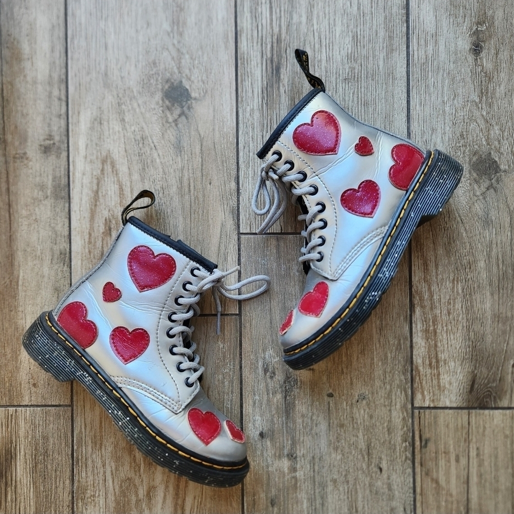 Dr. Martens Kids Boots with Red Hearts